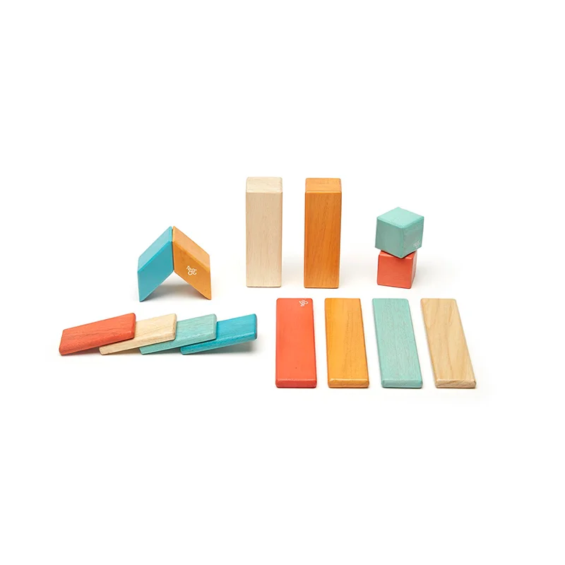 14 Piece Magnetic Wooden Block Set - Sunset