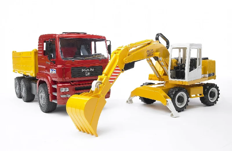 bruder MAN TGA Kipper mit LIEBHERR Bagger