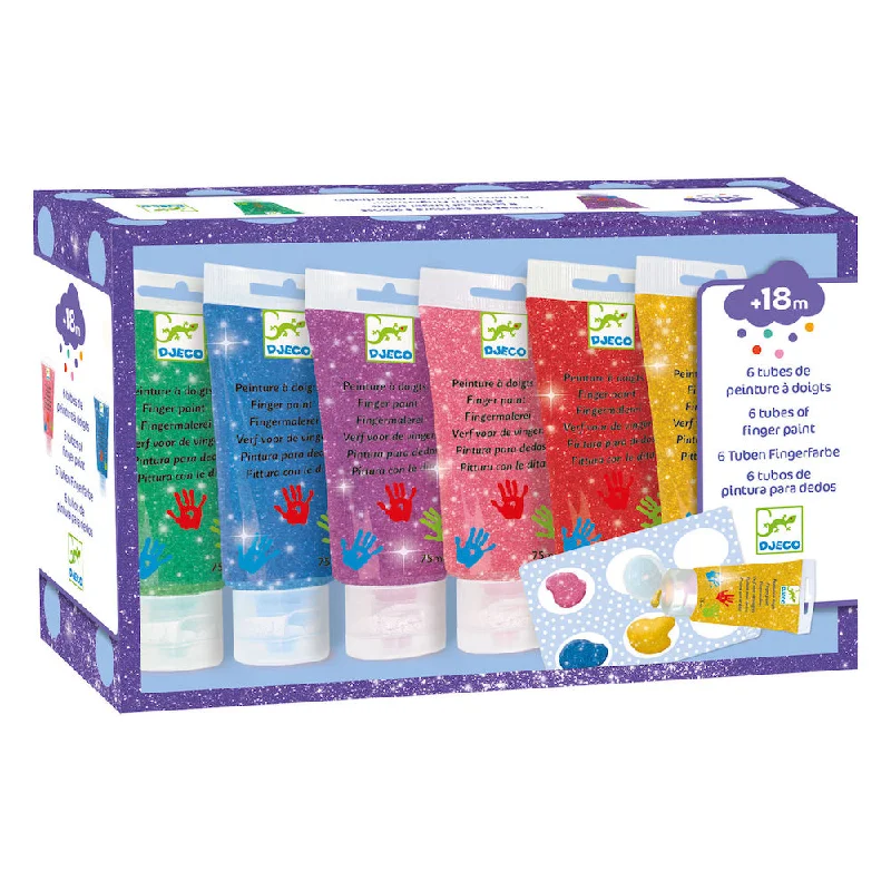 Djeco Finger Painting 6 Tubes - Glitter