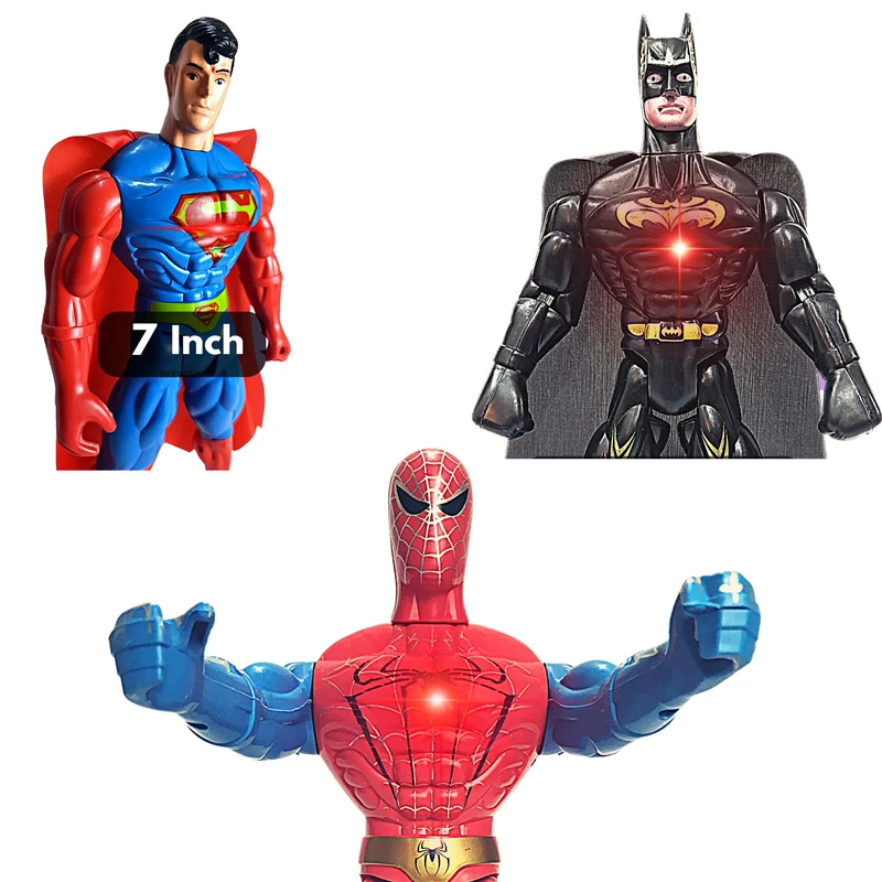 Superman Action Figure | Spiderman Action Figure | Batman Action Figure - 7 Inch (Set of 3)