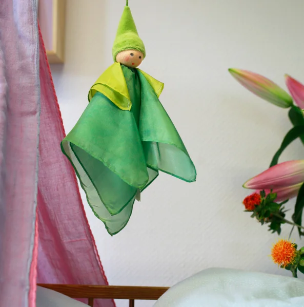 Sale Nanchen Natur Handmade Silk Fairy Doll, Green/Lime