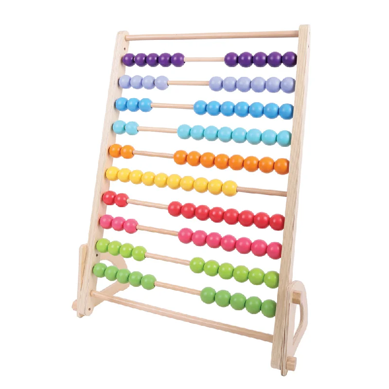 Bigjigs Toys Giant Wooden Abacus, 10 Rows With 10 Beans, 91cm Tall