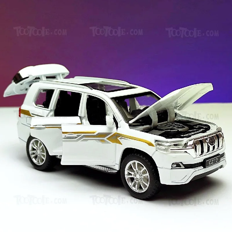 Diecast Car Toyota Prado SUV Pull Back Car Model with Light