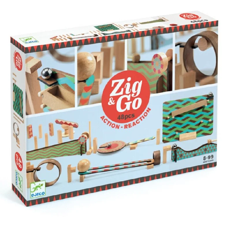 Djeco - Zig & Go Action Reaction 48 piece Set