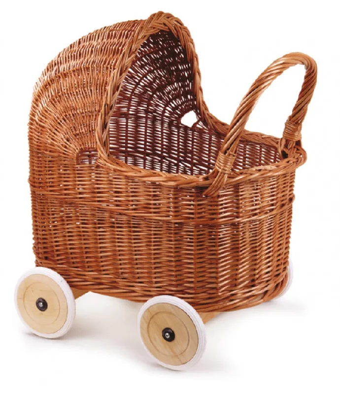 EGMONT - WICKER PRAM WITH RUBBER WHEELS