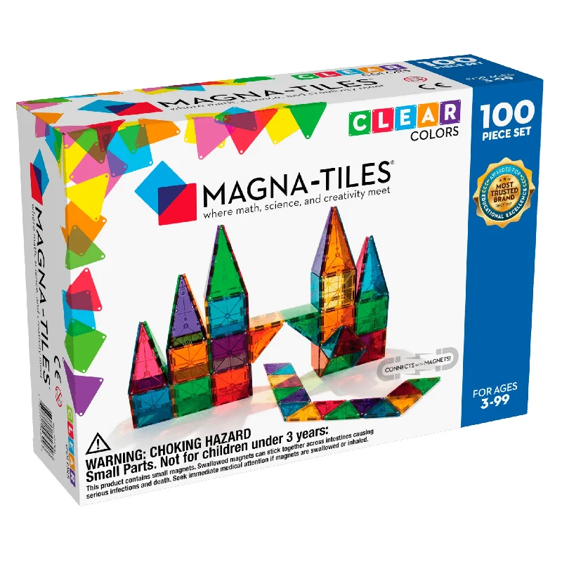 MAGNA-TILES Tiles Clear Colors 100-Piece Set