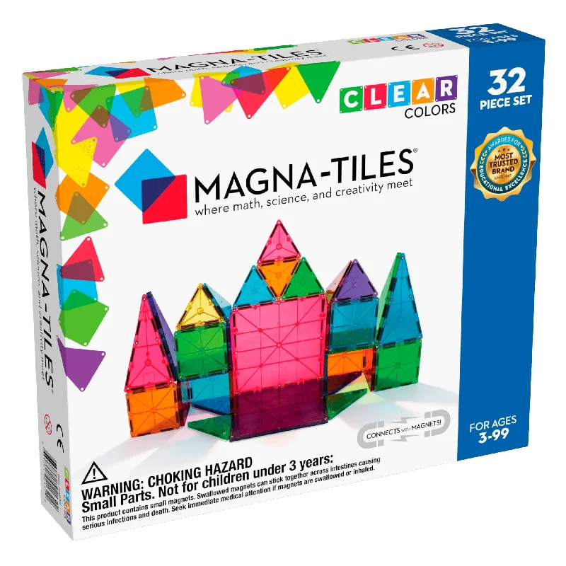 MAGNA-TILES Tiles Clear Colors 32-Piece Set