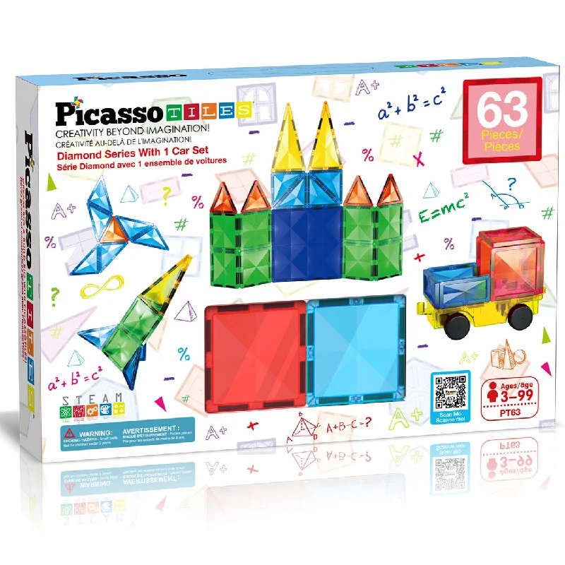 Picasso Tiles Picasso Tiles Diamond Series Magnetic Tiles set 63pcs building set