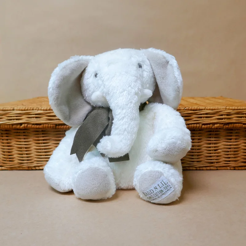 Organic Elephant Fluffy Soft Eco Friendly Toy - Gift Boxed - White