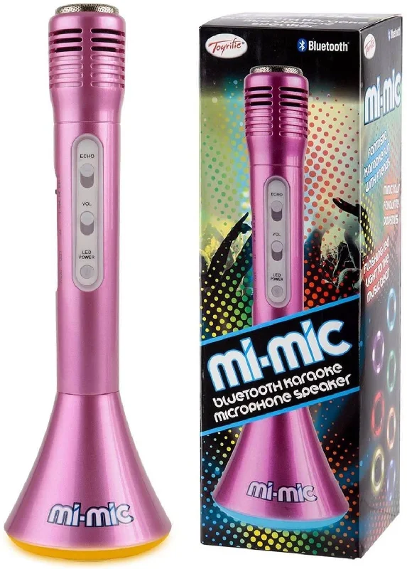 MI-MIC Karaoke Microphone Speaker with Wireless Bluetooth and LED Lights, Pink